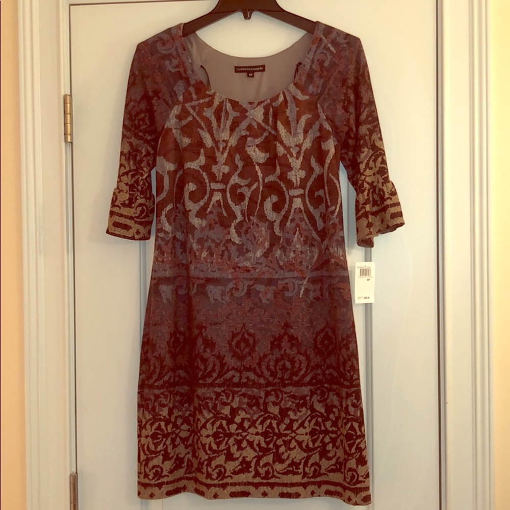 Chris McLaughlin print bell sleeve dress sz 6P NWT
